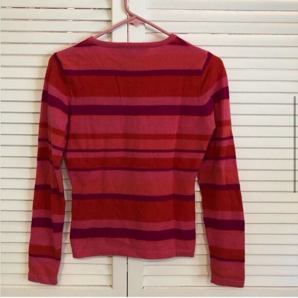 Armand Diradourian Pink Striped Cashmere Sweater - Picture 4 of 6